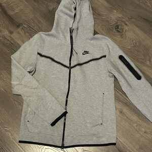 Nike Tech Gear Zip Up Hoodie Gray with Black Accents- Medium